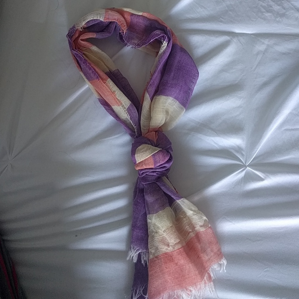 Purple Coral and Pink  Plaid Scarf